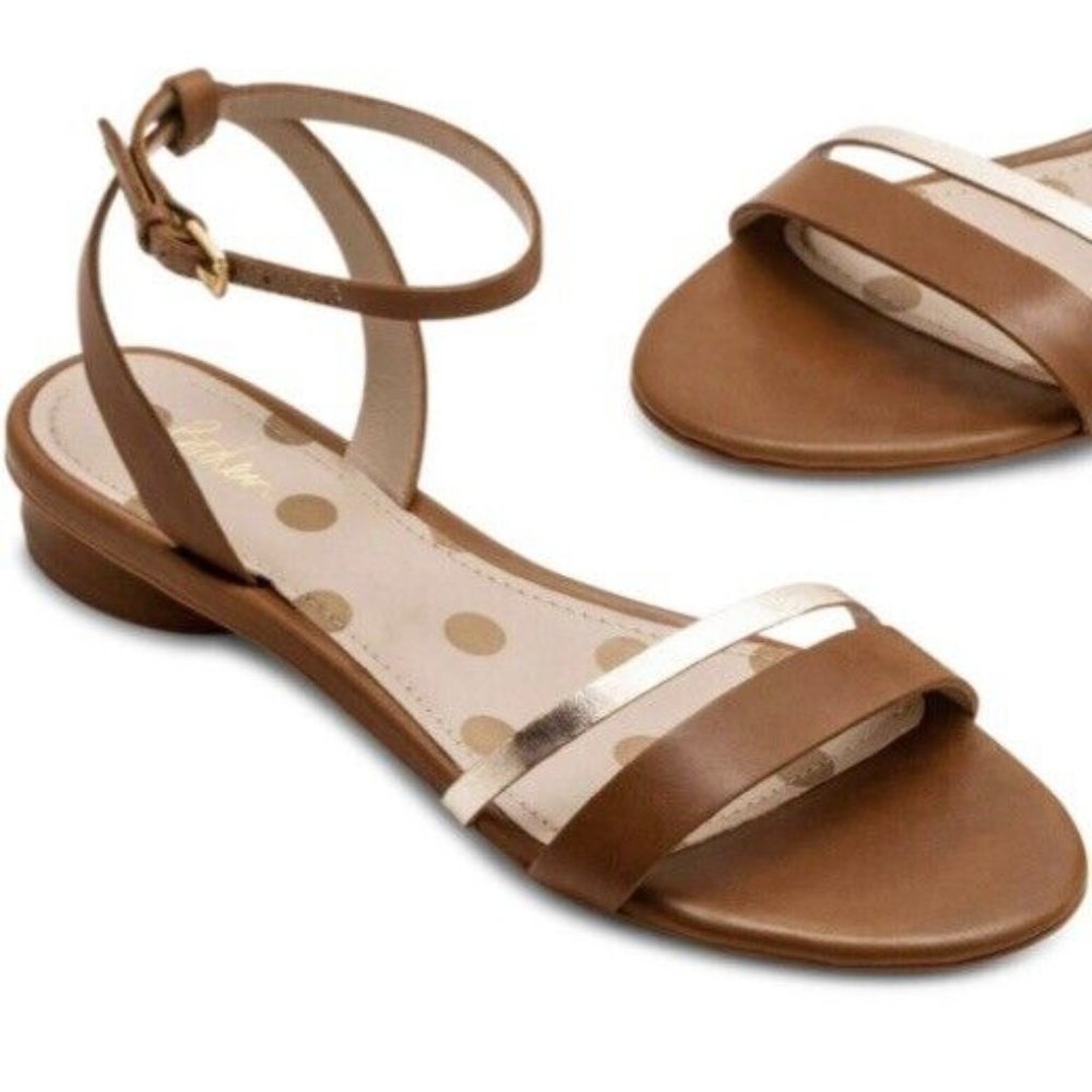 Boden Leather Ankle Strap Flat Sandals Size 7 (38)